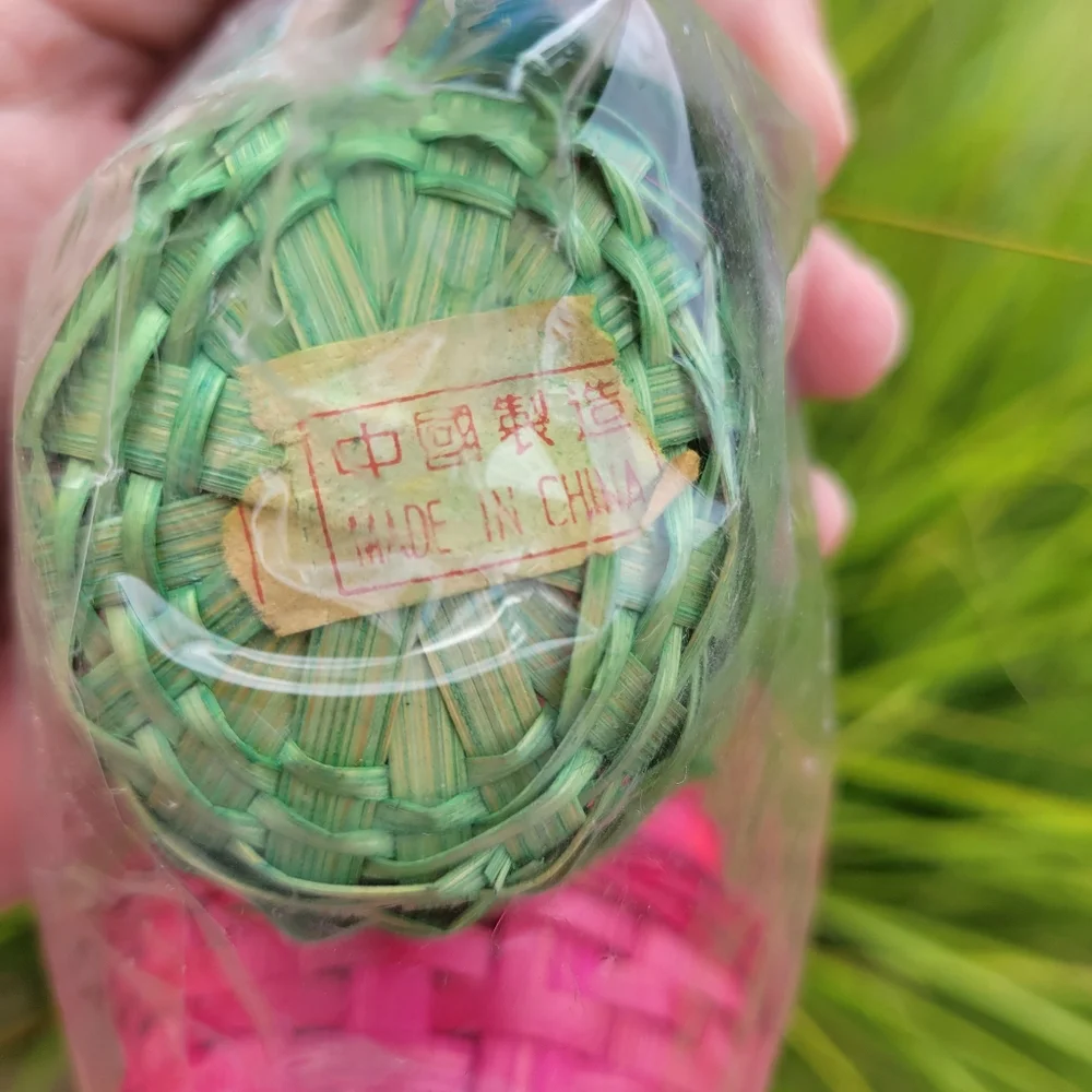 Dyed 2-Handled Basket & 6 NWT Mini Bamboo Baskets ~ Cute & Colorful!